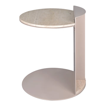 Evelyn 16" Contemporary Natural Marble/Metal Handmade C-Shaped End Table - JONATHAN Y